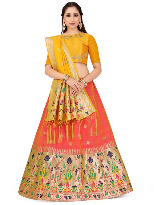 foil print contrast kalidar lehenga - 16700304 - Standard Image - 1