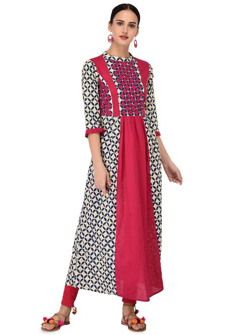 printed a-line kurta - 16700783 - Standard Image - 1