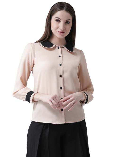 contrast detail peterpan collar shirt - 16700829 - Standard Image - 1