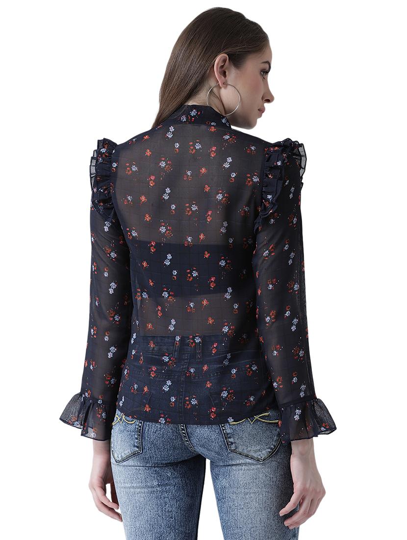tie up neck frill detail shirt - 16700836 - Zoom Image - 3