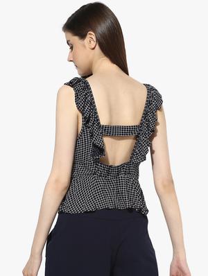 frill detail checkered top - 16701119 - Standard Image - 3