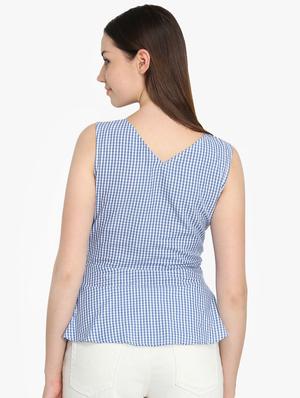 tie front gingham checkered top - 16701217 - Standard Image - 3