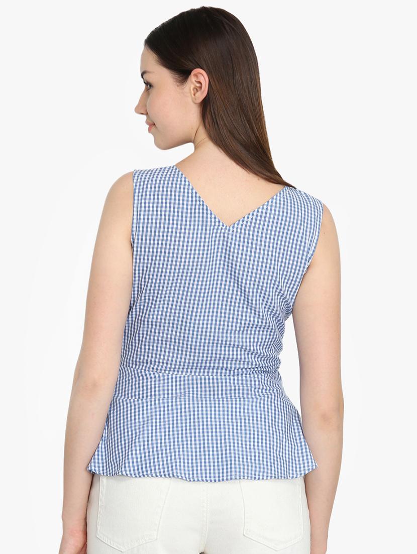 tie front gingham checkered top - 16701217 - Zoom Image - 3