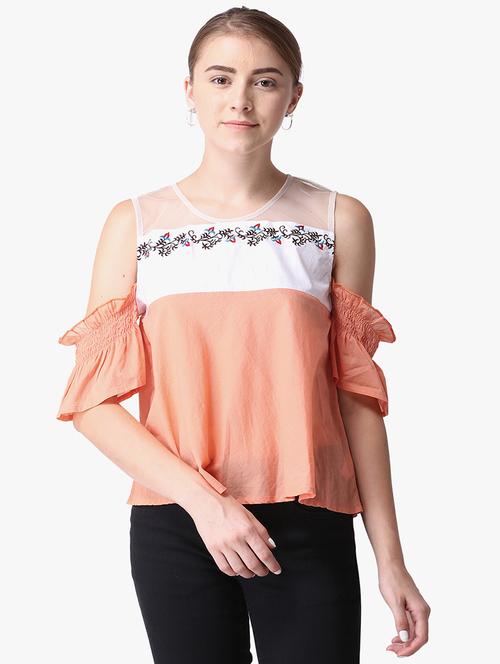 cold shoulder color block top - 16701416 - Standard Image - 1