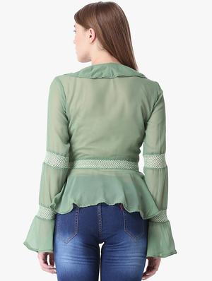 ruffle detail bell sleeved top - 16701476 - Standard Image - 3