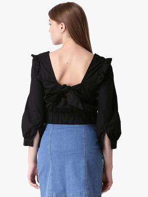 contrast lace solid top - 16701480 - Standard Image - 3