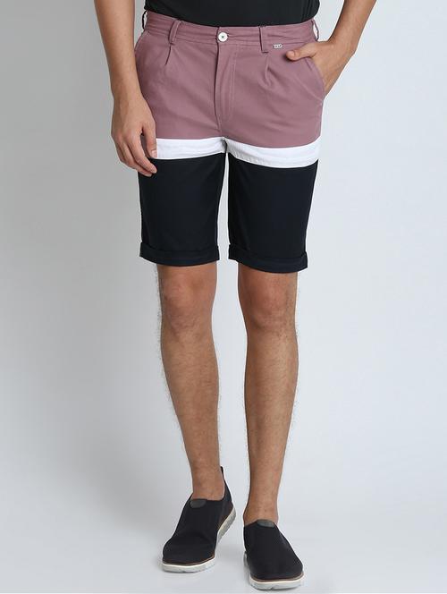 purple color block bermuda shorts - 16701847 - Standard Image - 1