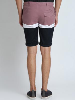 purple color block bermuda shorts - 16701847 - Standard Image - 3