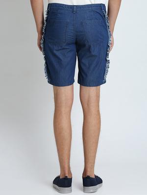 blue solid denim shorts - 16701854 - Standard Image - 3