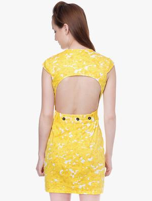 low cut out back floral bodycon dress - 16701994 - Standard Image - 3