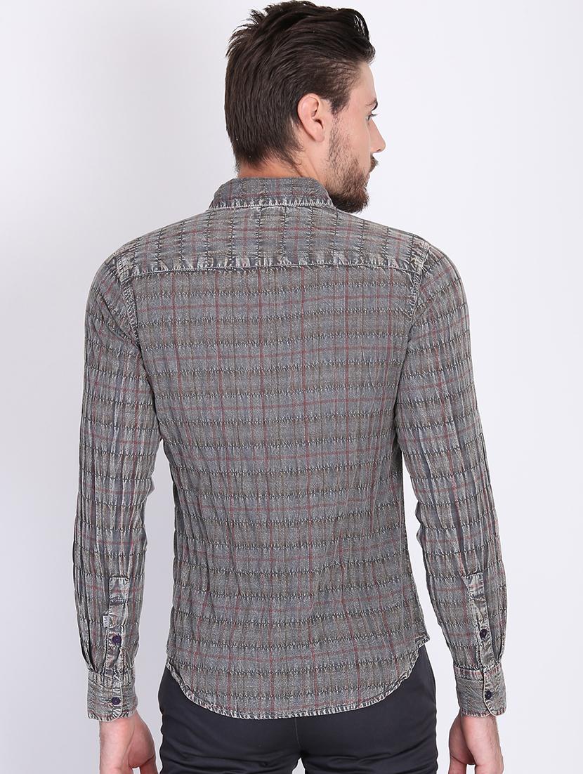 grey checkered casual shirt - 16702059 - Zoom Image - 3
