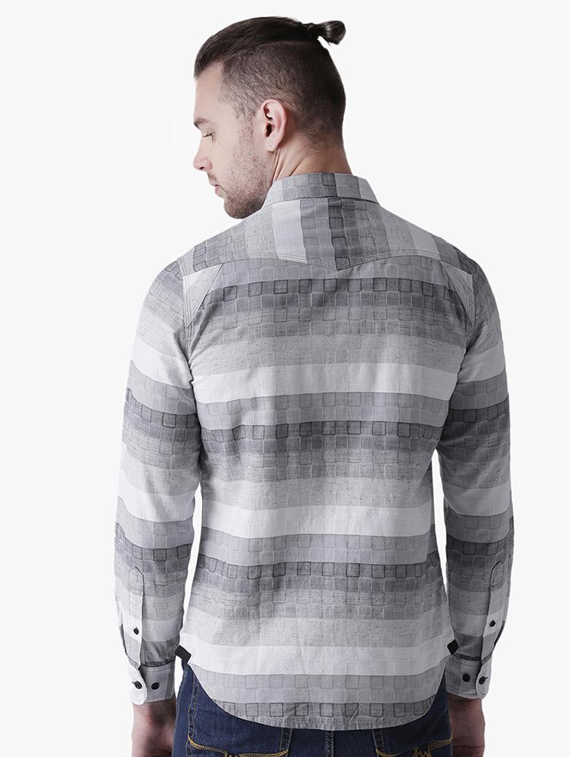 grey checkered casual shirt - 16702088 - Zoom Image - 3