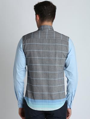 grey checkered casual shirt - 16702100 - Standard Image - 3