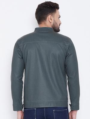 green solid biker jacket - 16702302 - Standard Image - 3