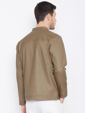 brown solid biker jacket - 16702304 - Standard Image - 3