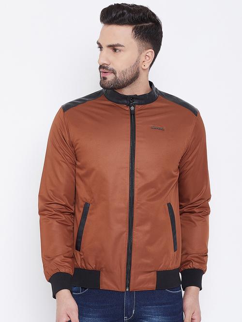 brown solid bomber jacket - 16702355 - Standard Image - 1