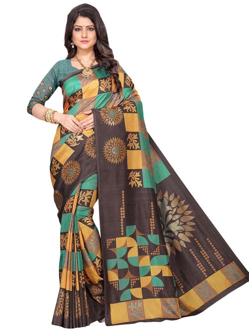 checkered printed saree with blouse - 16702442 - Standard Image - 1