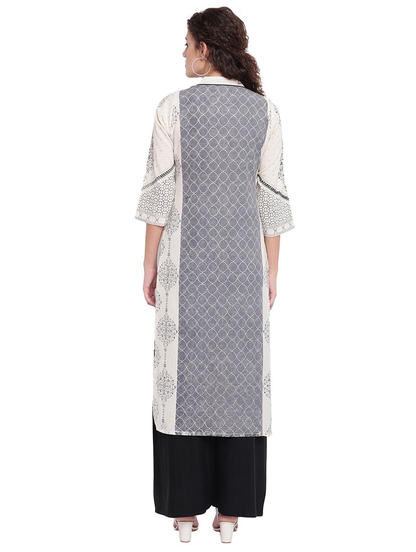 printed straight kurta - 16702741 - Zoom Image - 3