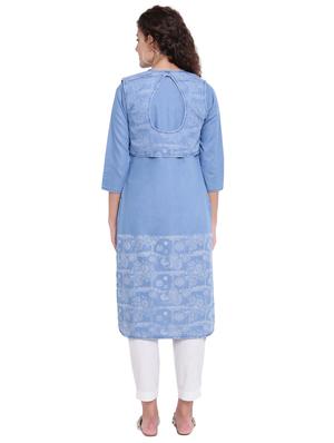 denim kurta with jacket kurta - 16702762 - Standard Image - 3