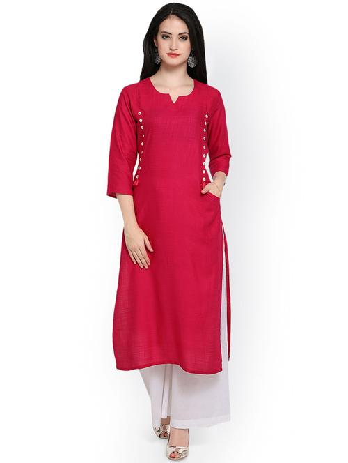 solid straight kurta - 16703011 - Standard Image - 1