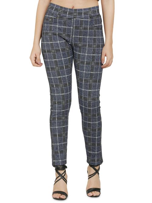 high rise checkered trouser - 16704335 - Standard Image - 1