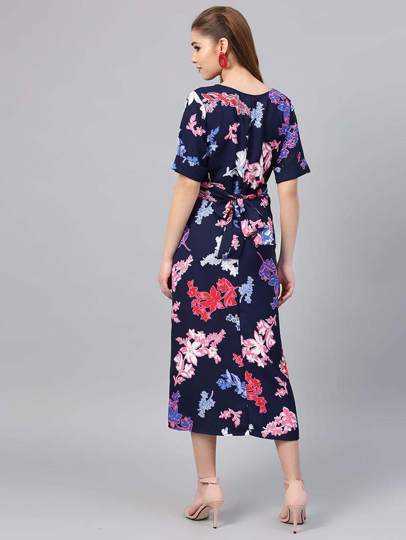 front twist detail floral a-line dress - 16704536 - Zoom Image - 3