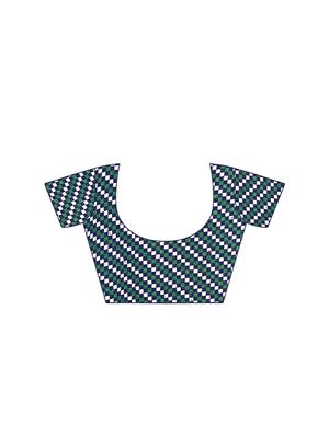 checkered printed saree with blouse - 16704550 - Standard Image - 3