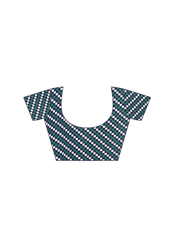 checkered printed saree with blouse - 16704550 - Zoom Image - 3