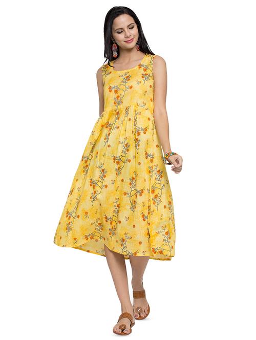 printed flared ethnic dress - 16704751 - Standard Image - 1