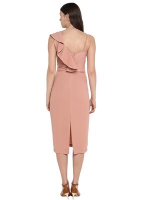 ruffle detail solid sheath dress - 16705549 - Standard Image - 3