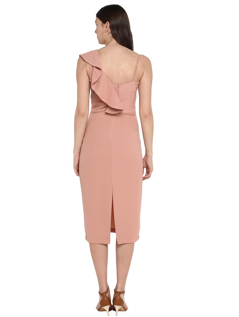 ruffle detail solid sheath dress - 16705549 - Zoom Image - 3