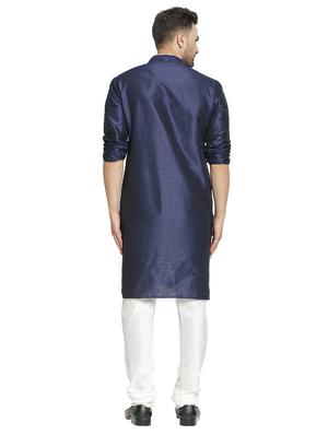 navy blue solid kurta pyjama set - 16705954 - Standard Image - 3