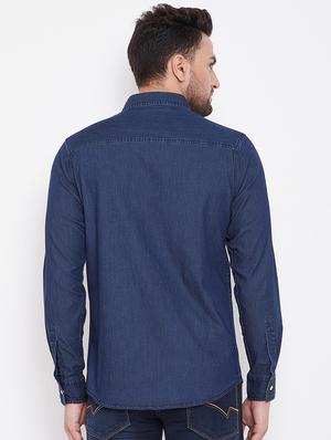 blue solid casual shirt - 16706070 - Standard Image - 3