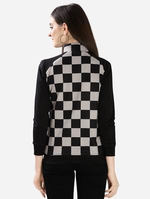 checkered sleeved mandarin neck jacket - 16706201 - Standard Image - 3