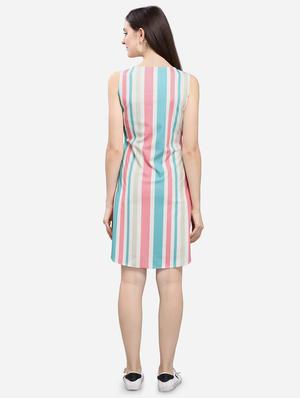 tie front striped a-line dress - 16706225 - Standard Image - 3