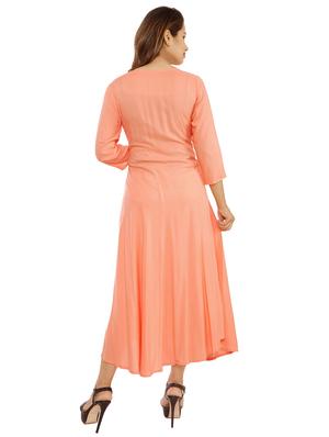 solid fit & flared ethnic dress - 16706326 - Standard Image - 3