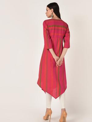 striped asymmetric kurta - 16708023 - Standard Image - 3