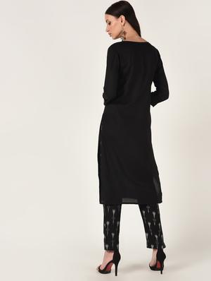 solid straight kurta - 16708026 - Standard Image - 3