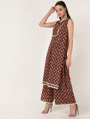 printed kurta palazzo set - 16708030 - Standard Image - 3