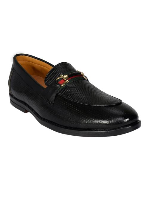 black leatherette formal slip ons - 16708355 - Standard Image - 1
