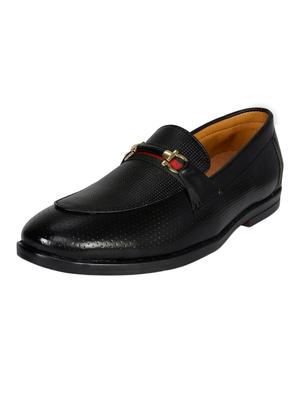 black leatherette formal slip ons - 16708355 - Standard Image - 3