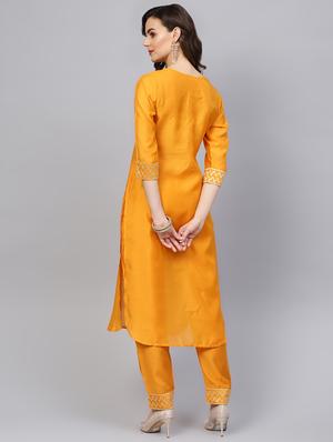 embroidered yoke kurta pant set - 16708361 - Standard Image - 3