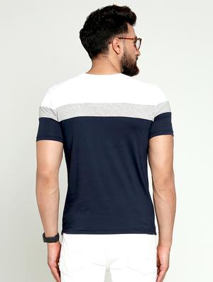 navy blue color block t-shirt - 16708690 - Standard Image - 3