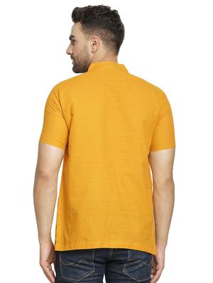 orange solid short kurta - 16708918 - Standard Image - 3