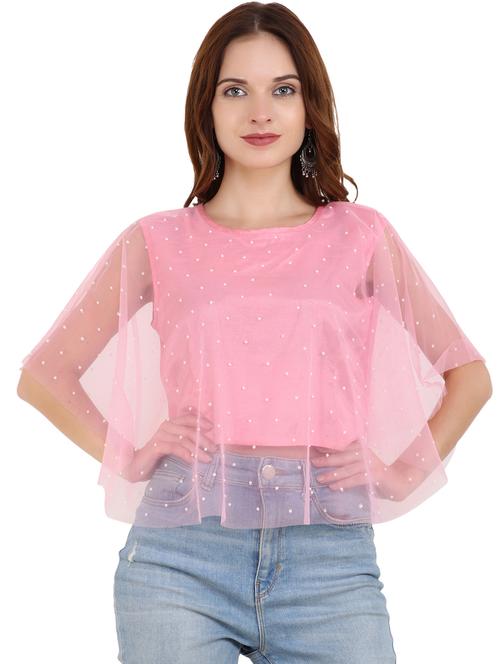 round neck cape sleeved top - 16709330 - Standard Image - 1