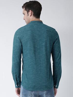 blue self design casual shirt - 16709432 - Standard Image - 3