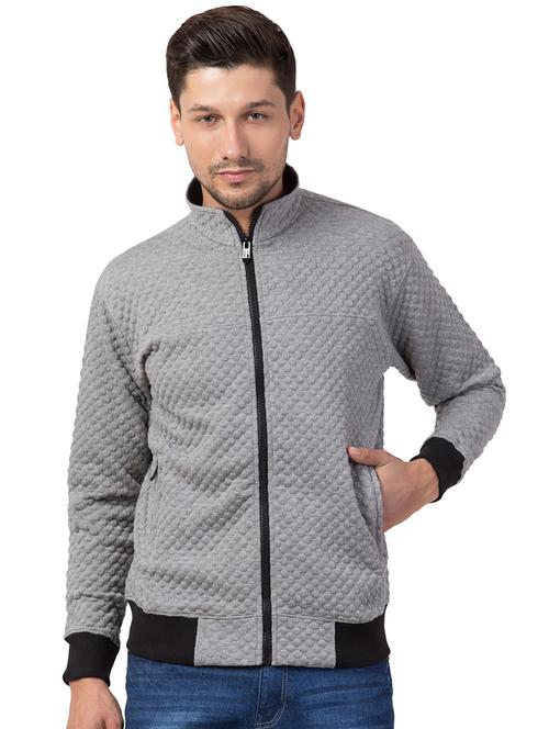 grey solid casual jacket - 16709799 - Standard Image - 1