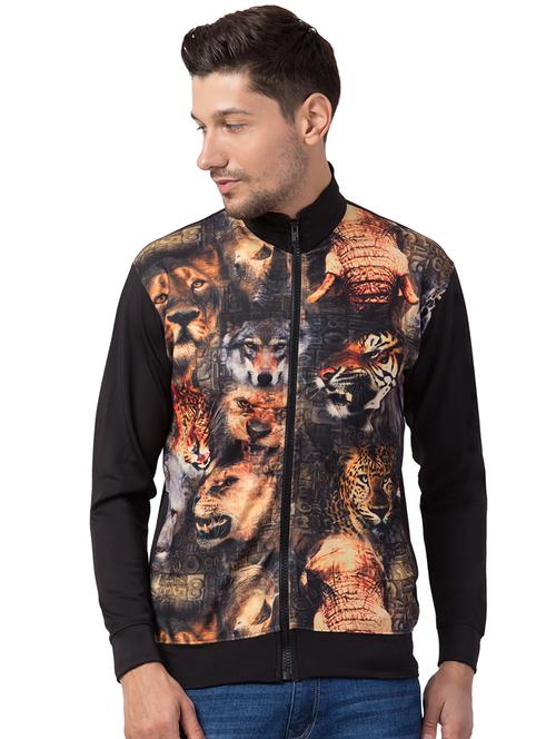 black printed casual jacket - 16709800 - Standard Image - 1