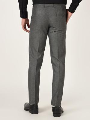 grey textured flat front formal trouser - 16709818 - Standard Image - 3