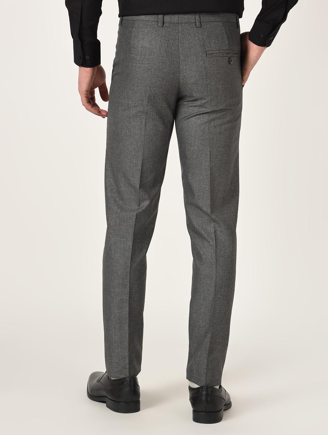 grey textured flat front formal trouser - 16709818 - Zoom Image - 3